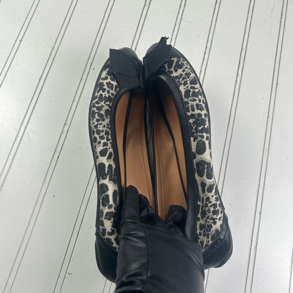 Coach Reagan Leopard Print Ballet Flats Black Bow Leather Women’s Size 8 - Picture 11 of 11